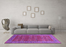 Machine Washable Oriental Purple Industrial Area Rugs in a Living Room, wshurb1137pur