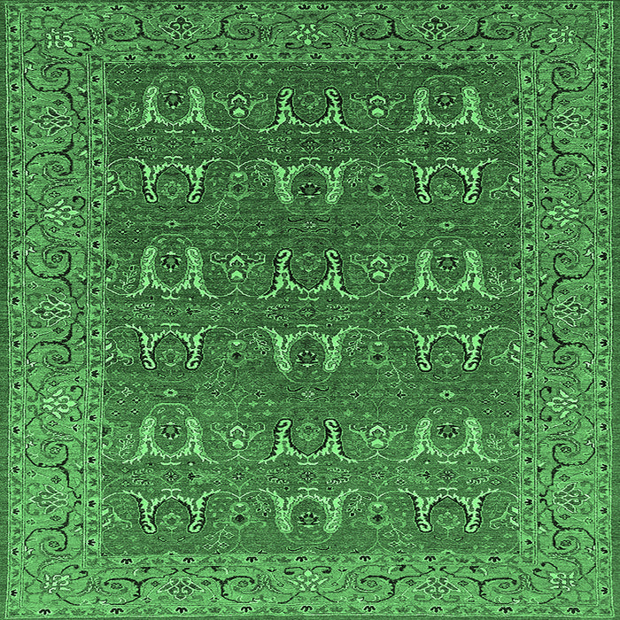 Square Oriental Emerald Green Industrial Rug, urb1137emgrn