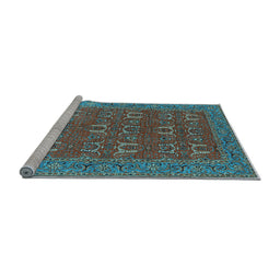 Sideview of Machine Washable Oriental Light Blue Industrial Rug, wshurb1137lblu