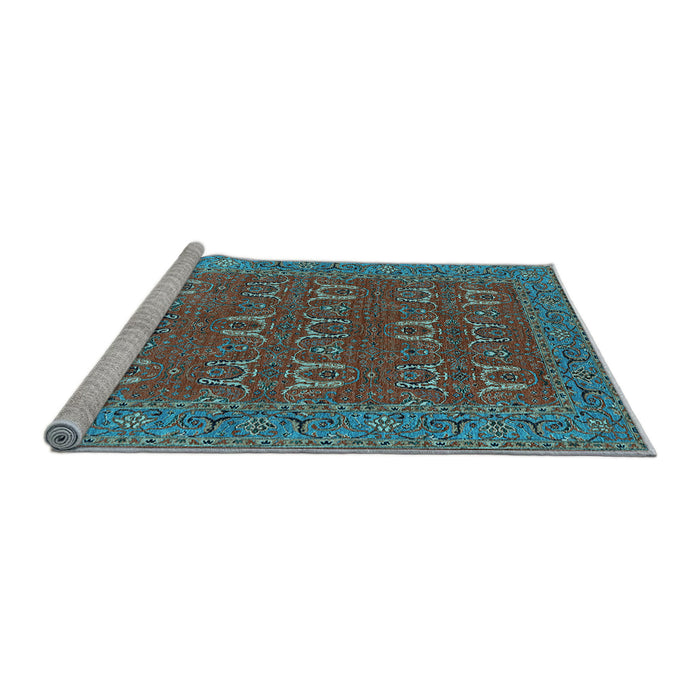Sideview of Machine Washable Oriental Light Blue Industrial Rug, wshurb1137lblu