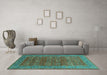 Machine Washable Oriental Turquoise Industrial Area Rugs in a Living Room,, wshurb1137turq