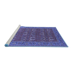 Sideview of Machine Washable Oriental Blue Industrial Rug, wshurb1137blu