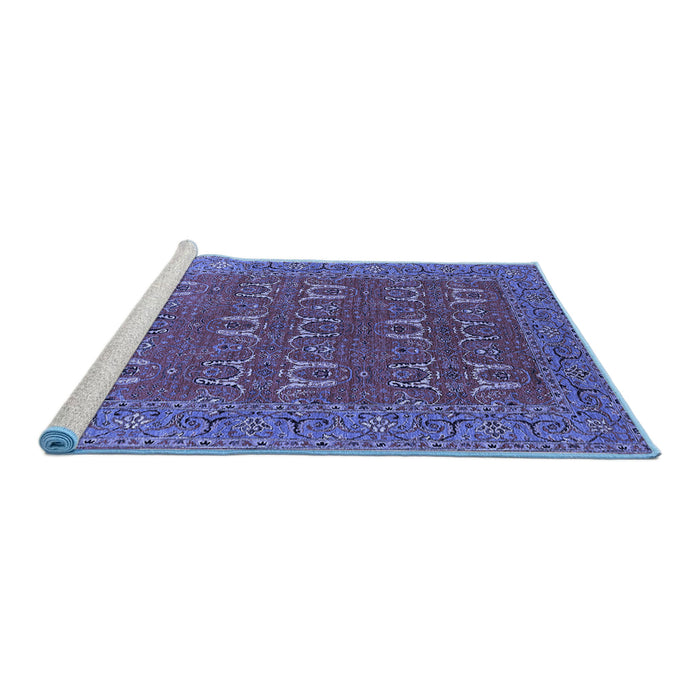 Sideview of Machine Washable Oriental Blue Industrial Rug, wshurb1137blu