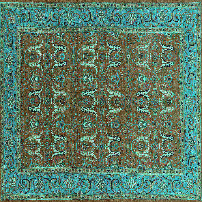 Square Oriental Turquoise Industrial Rug, urb1137turq