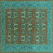 Square Oriental Turquoise Industrial Rug, urb1137turq