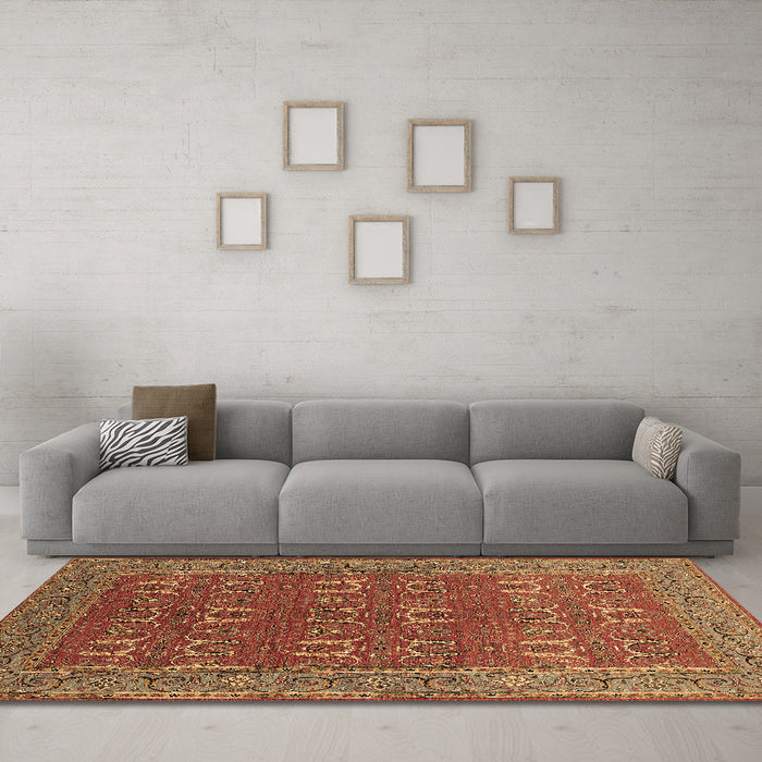 Machine Washable Oriental Brown Industrial Rug in a Living Room,, wshurb1137brn