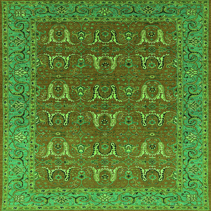 Square Oriental Green Industrial Rug, urb1137grn