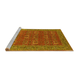 Sideview of Machine Washable Oriental Yellow Industrial Rug, wshurb1137yw