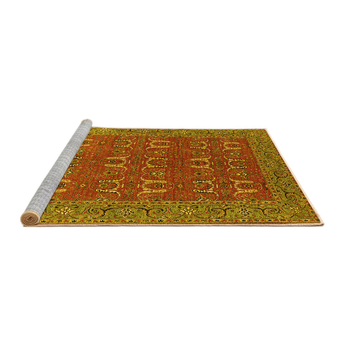 Sideview of Machine Washable Oriental Yellow Industrial Rug, wshurb1137yw