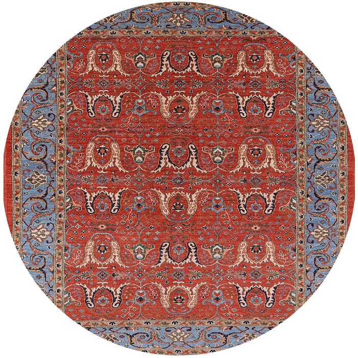 Round Mid-Century Modern Red Oriental Rug, urb1137
