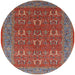 Round Mid-Century Modern Red Oriental Rug, urb1137