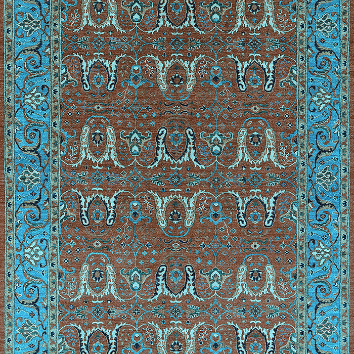 Machine Washable Oriental Light Blue Industrial Rug, wshurb1137lblu
