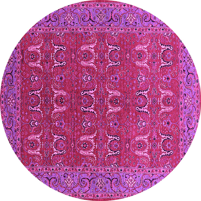 Round Machine Washable Oriental Pink Industrial Rug, wshurb1137pnk