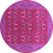 Round Machine Washable Oriental Pink Industrial Rug, wshurb1137pnk