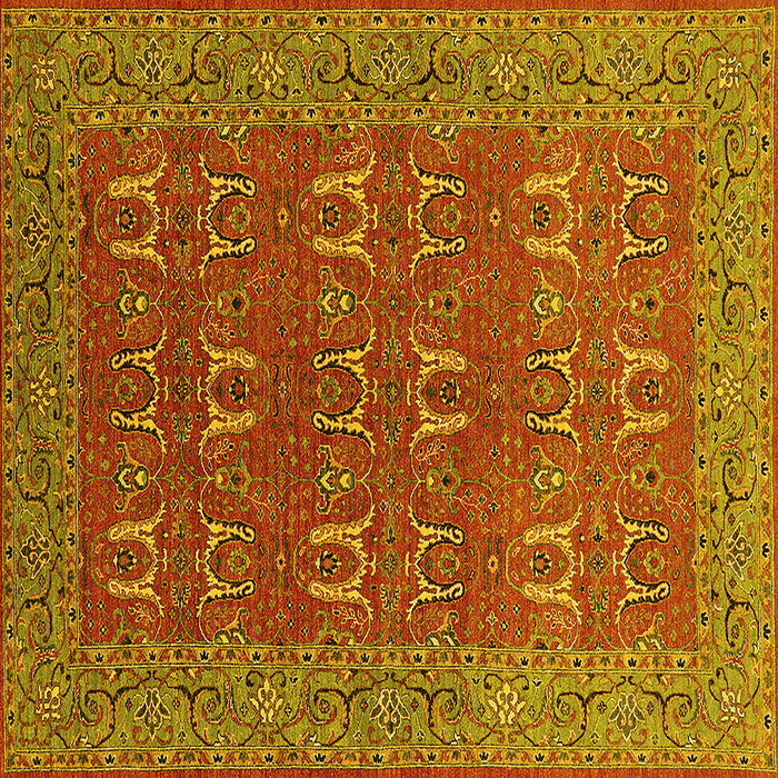 Square Machine Washable Oriental Yellow Industrial Rug, wshurb1137yw