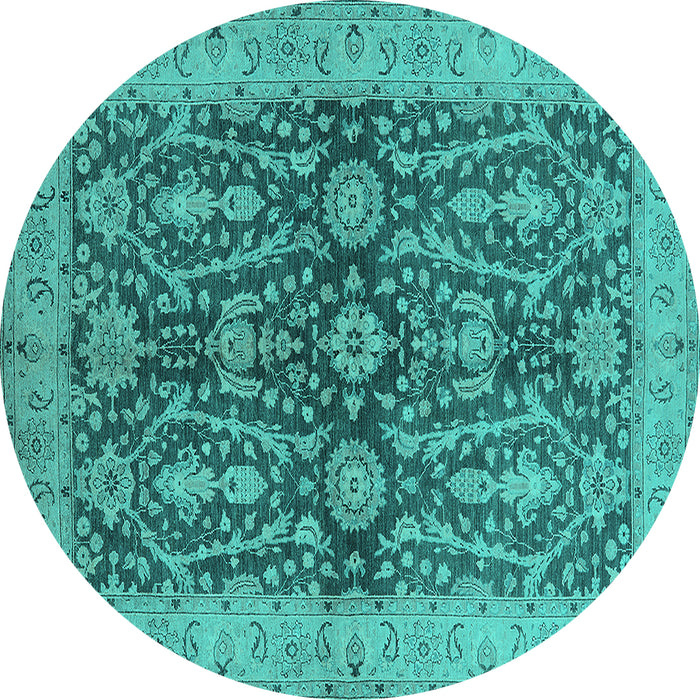 Round Machine Washable Oriental Turquoise Industrial Area Rugs, wshurb1138turq