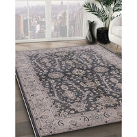 Mid-Century Modern Silver Pink Oriental Rug, urb1138