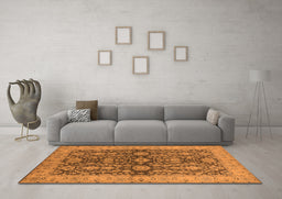 Machine Washable Oriental Orange Industrial Area Rugs in a Living Room, wshurb1138org