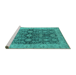 Sideview of Machine Washable Oriental Turquoise Industrial Area Rugs, wshurb1138turq