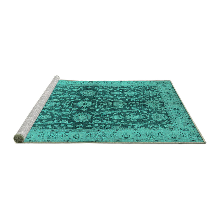 Sideview of Machine Washable Oriental Turquoise Industrial Area Rugs, wshurb1138turq