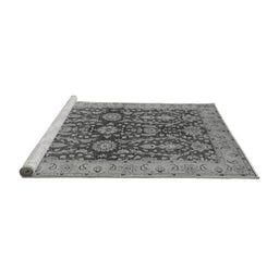 Sideview of Machine Washable Oriental Gray Industrial Rug, wshurb1138gry