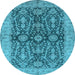 Round Oriental Light Blue Industrial Rug, urb1138lblu