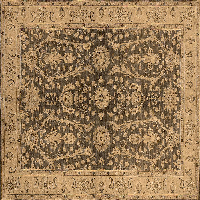Square Machine Washable Oriental Brown Industrial Rug, wshurb1138brn