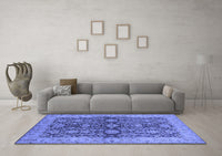 Machine Washable Oriental Blue Industrial Rug, wshurb1138blu