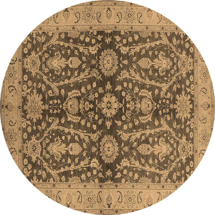 Round Oriental Brown Industrial Rug, urb1138brn