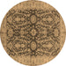 Round Oriental Brown Industrial Rug, urb1138brn