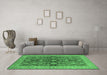 Machine Washable Oriental Emerald Green Industrial Area Rugs in a Living Room,, wshurb1138emgrn