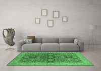 Machine Washable Oriental Emerald Green Industrial Rug, wshurb1138emgrn