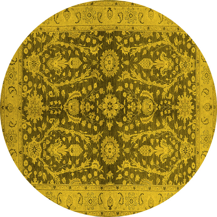 Round Oriental Yellow Industrial Rug, urb1138yw