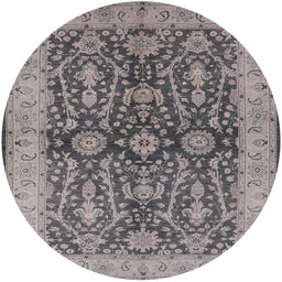 Round Machine Washable Industrial Modern Silver Pink Rug, wshurb1138