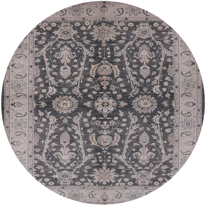 Round Machine Washable Industrial Modern Silver Pink Rug, wshurb1138