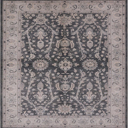 Square Mid-Century Modern Silver Pink Oriental Rug, urb1138