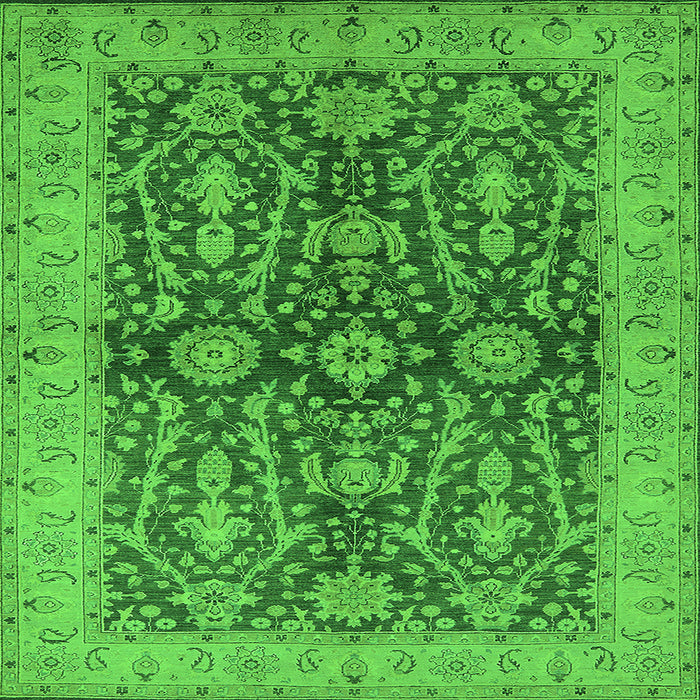 Square Oriental Green Industrial Rug, urb1138grn