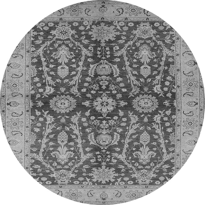 Round Machine Washable Oriental Gray Industrial Rug, wshurb1138gry