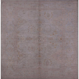 Square Mid-Century Modern Mauve Taupe Purple Oriental Rug, urb1139