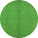 Round Oriental Green Industrial Rug, urb1139grn