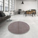 Round Machine Washable Industrial Modern Mauve Taupe Purple Rug in a Office, wshurb1139