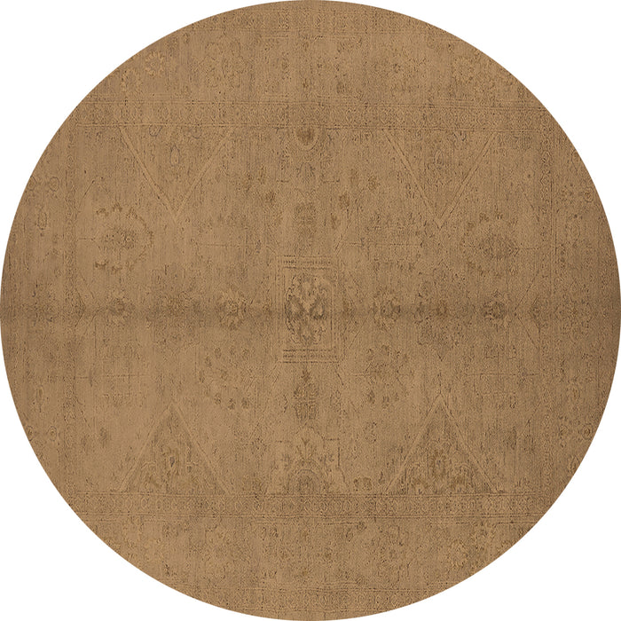 Round Machine Washable Oriental Brown Industrial Rug, wshurb1139brn