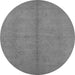 Round Machine Washable Oriental Gray Industrial Rug, wshurb1139gry