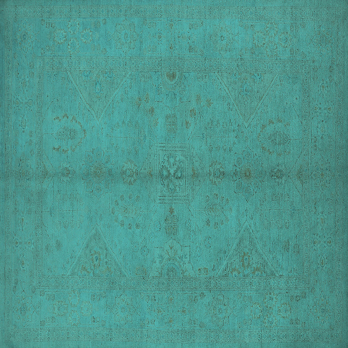 Square Machine Washable Oriental Turquoise Industrial Area Rugs, wshurb1139turq