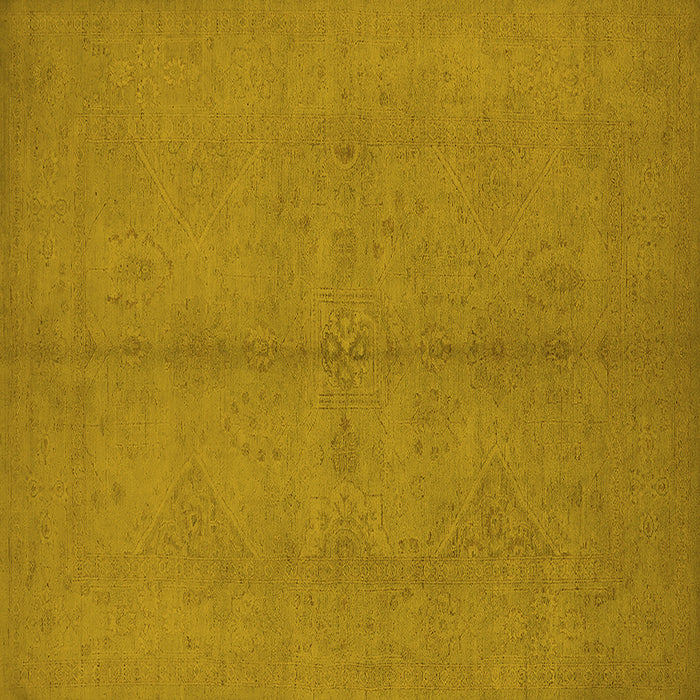 Square Machine Washable Oriental Yellow Industrial Rug, wshurb1139yw