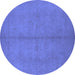 Round Oriental Blue Industrial Rug, urb1139blu