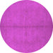 Round Machine Washable Oriental Pink Industrial Rug, wshurb1139pnk