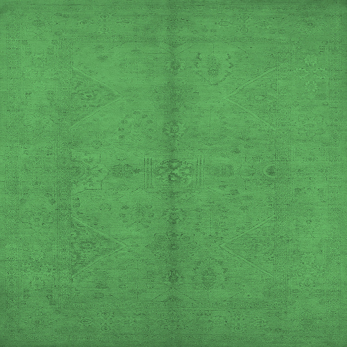 Square Oriental Emerald Green Industrial Rug, urb1139emgrn