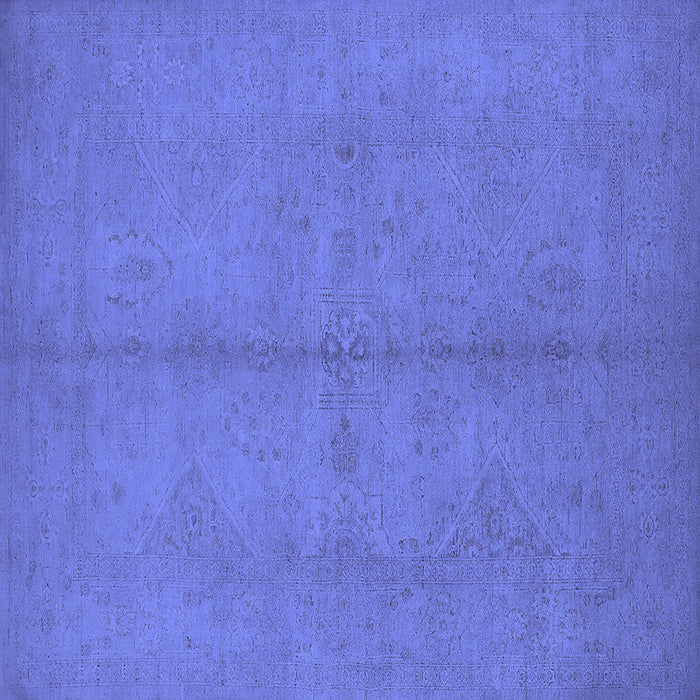 Square Machine Washable Oriental Blue Industrial Rug, wshurb1139blu