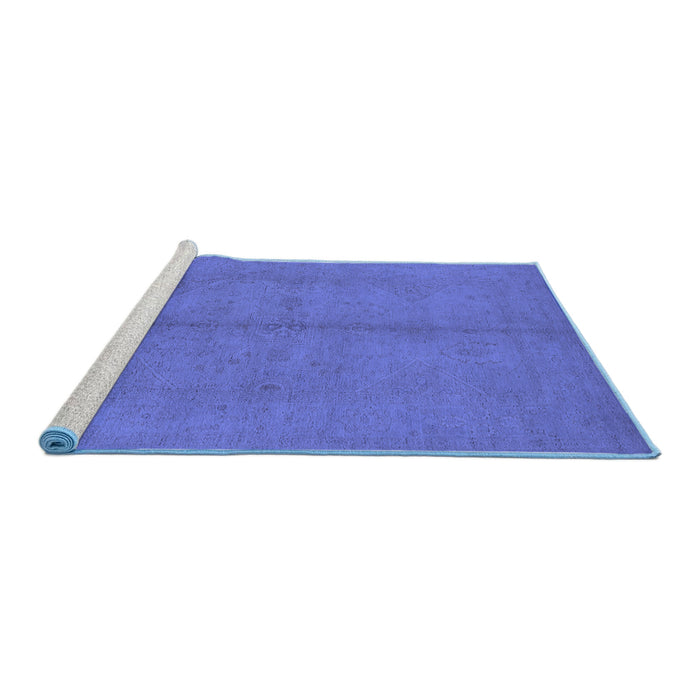 Sideview of Machine Washable Oriental Blue Industrial Rug, wshurb1139blu